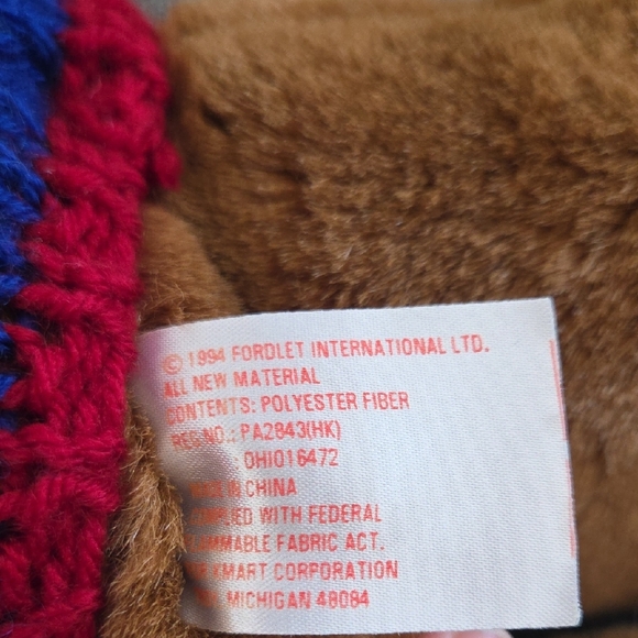 Vintage Charming Brown Teddy Bear with Blue Knit Outfit - Picture 2 of 6